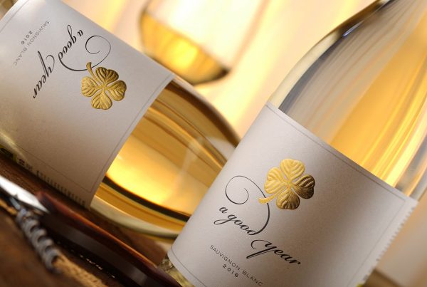 wine label with clover