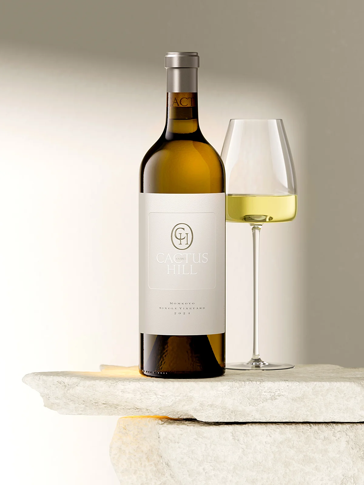 Final full bottle shot with glass