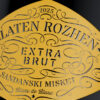 Close-up of the Zlaten Rozhen Blanc de Blancs diamond label with stencil typography and hand-drawn ornaments in relief varnish